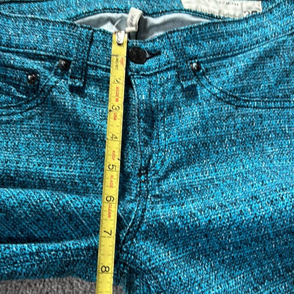 Rag & Bone Turquoise Blue Tweed Printed Leggings Jeans Pants - Picture 12 of 12